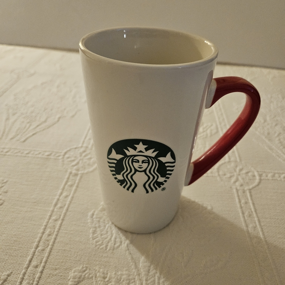 Starbucks 16oz Coffee Mug Collectors Edition Red Handle